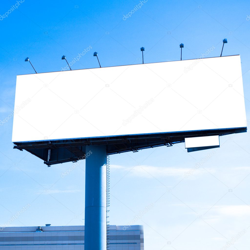 Blank big billboard over blue sky