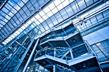 View to empty stairs in office clipart