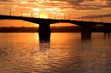 Sunset and bridge clipart