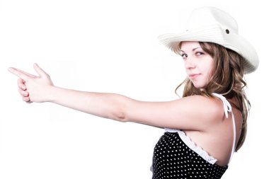 Girl in stetson with gun shooted clipart