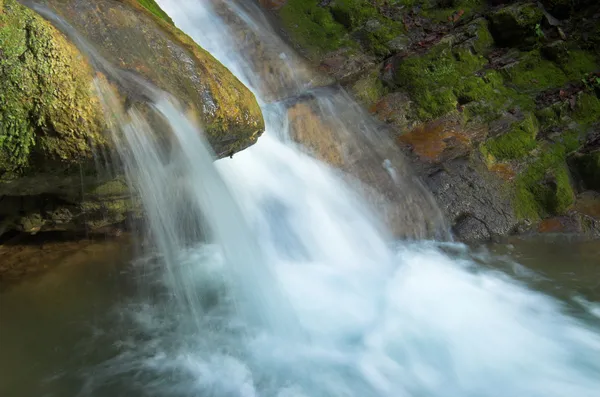 Wasserfall und großer Stein — Stockfoto