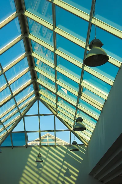 stock image Blue ceiling in the office, right part