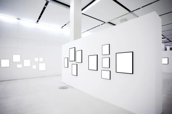 Exhibition with many empty frames — Stock Photo, Image
