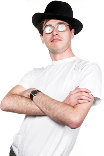 Man in hat and glasses — Stock Photo, Image