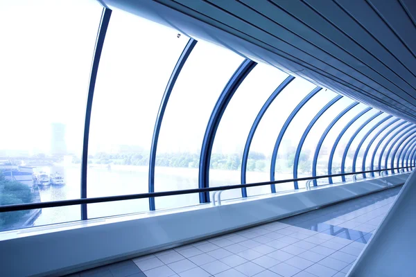 Blue glass corridor — Stock Photo, Image