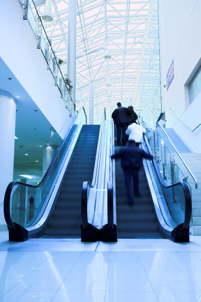 Crowd on escalator