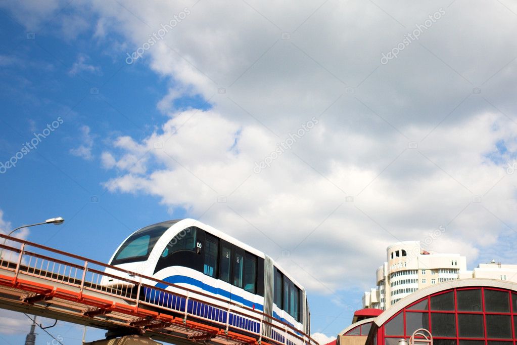 Monorail fast train on railway
