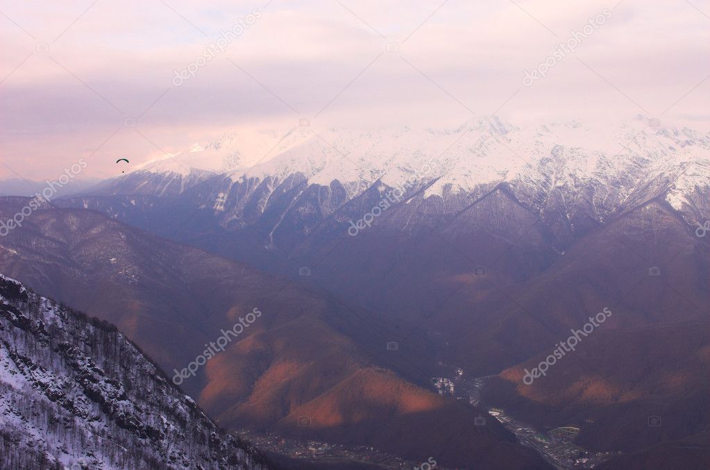 Paraglide in mountains