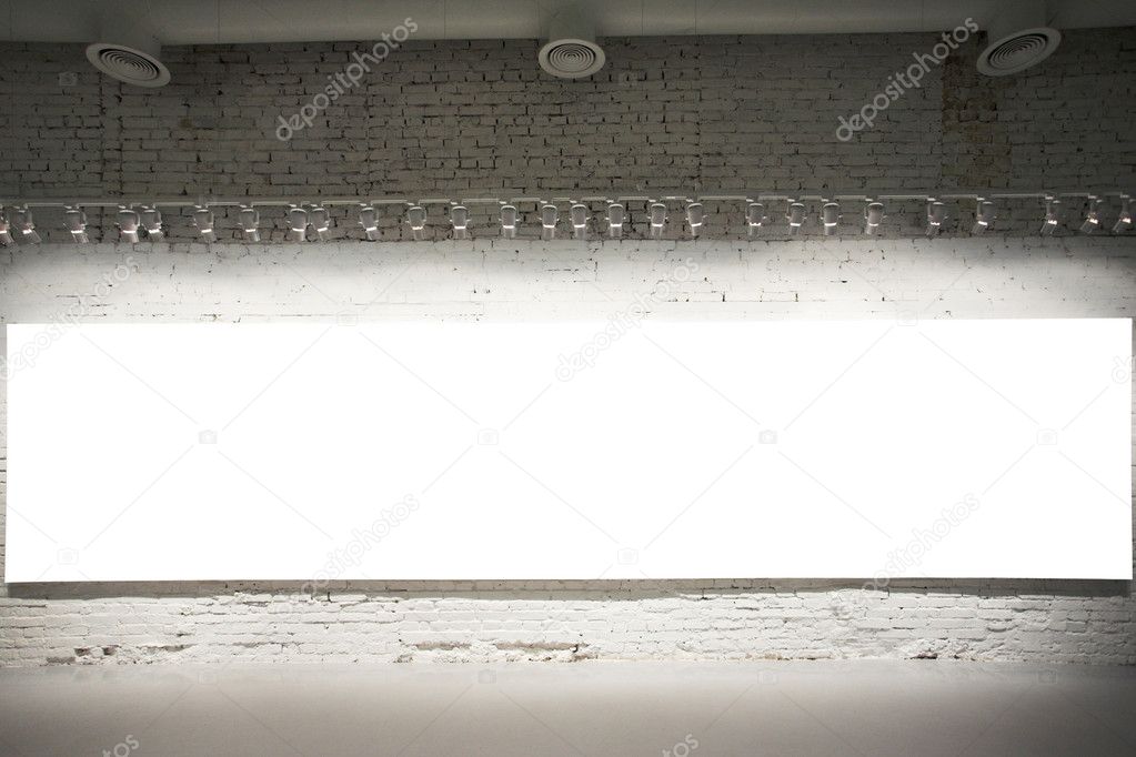 Empty white banner on wall