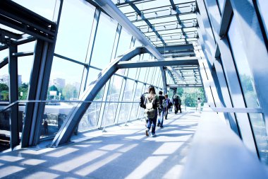 Blue metal corridor clipart