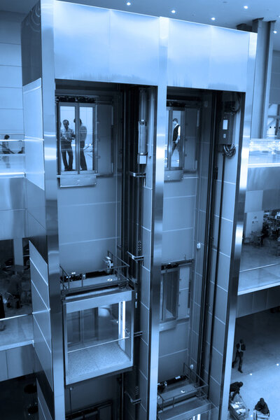 Lifts in hall of city centre hall