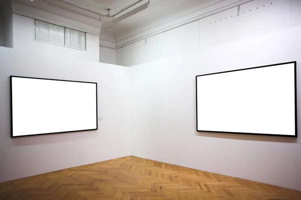 Dois quadros vazios na parede branca — Fotografia de Stock