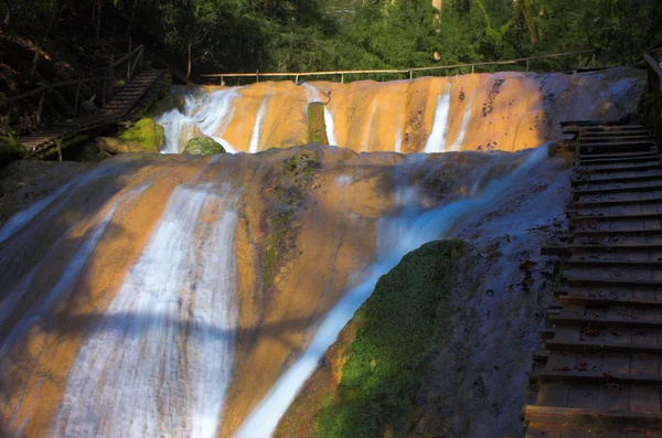 Waterfall, bridga and stairs — Stock Photo, Image