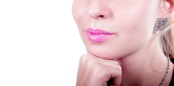 Close-up foto, lábios de menina bonita — Fotografia de Stock
