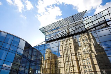 Blue building reflections clipart