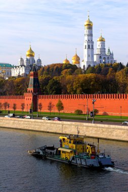 Kremlin wall and blue Moskva river clipart