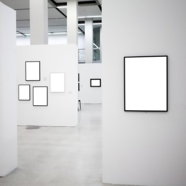 Exhibition with many empty frames clipart