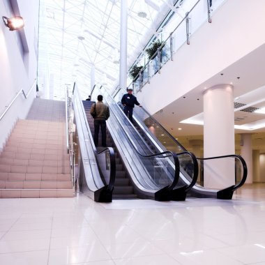 Crowd on escalator clipart