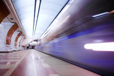 Train on underground station clipart