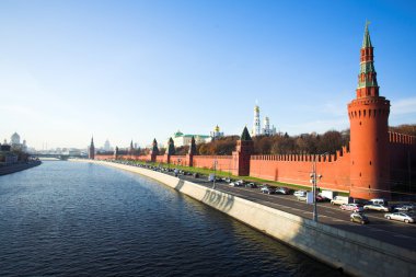 Kremlin wall and Moskva river clipart