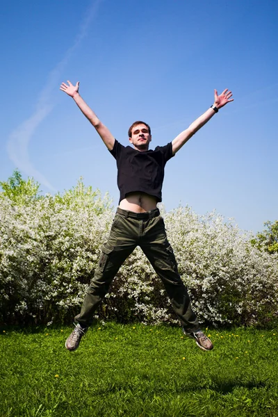 Active jumping man — Stock Photo, Image