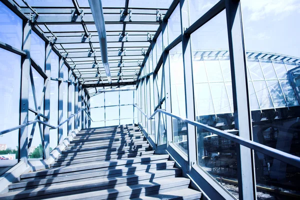 Blå metall korridor — Stockfoto