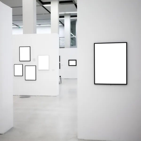 Exhibition with many empty frames — Stock Photo, Image