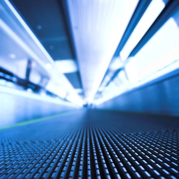 stock image Blue moving escalator in the office hall