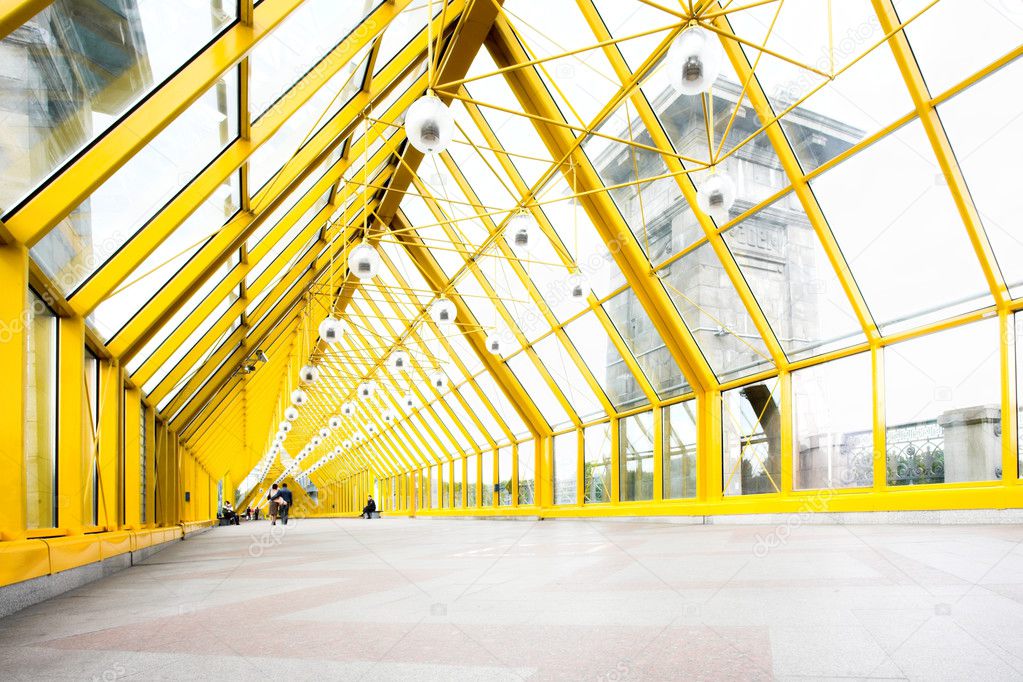 Empty yellow corridor