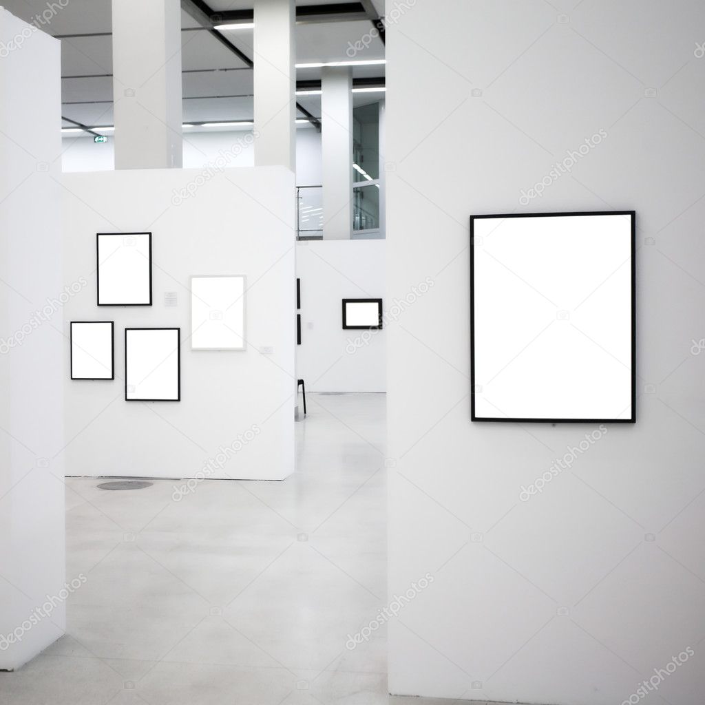 Exhibition with many empty frames
