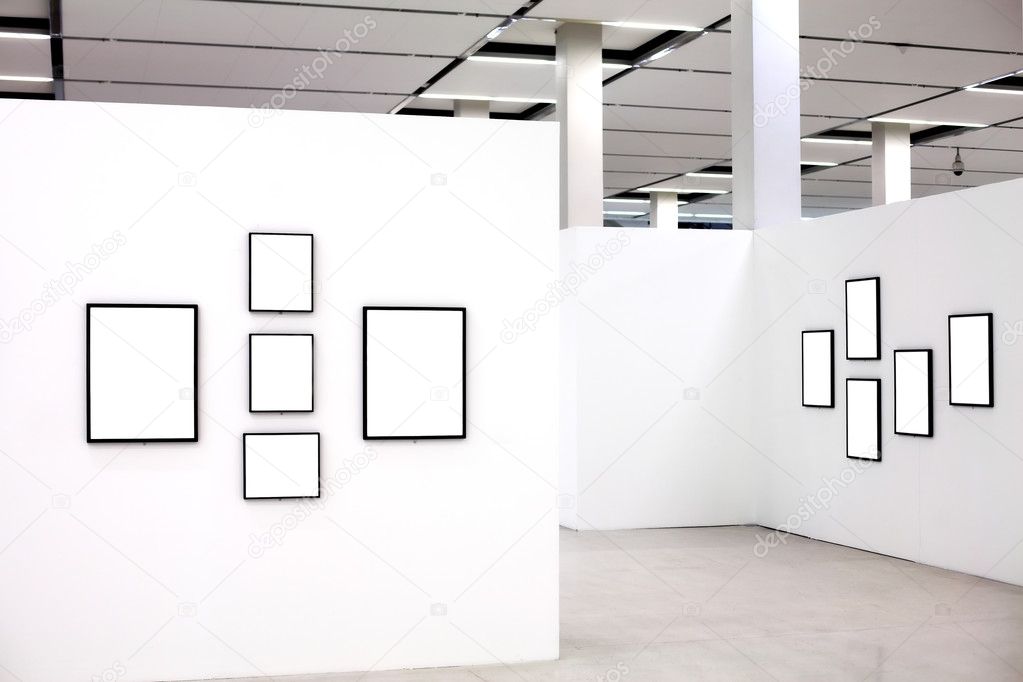 Exhibition with many empty frames