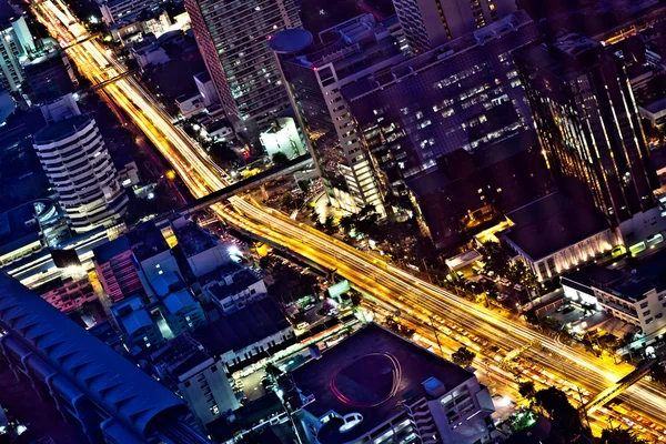Bangkok view with skyscrapers and road — Stock Photo, Image