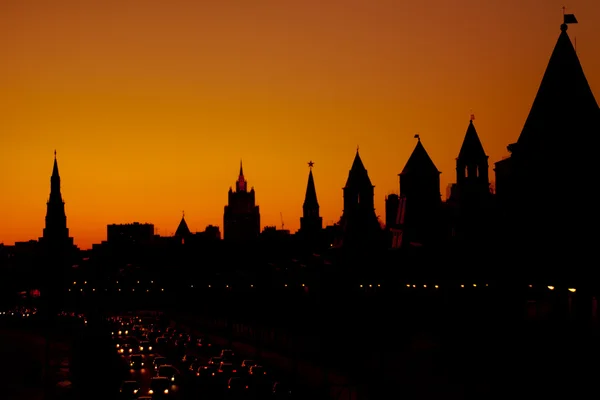 Parede do Kremlin ao pôr-do-sol — Fotografia de Stock