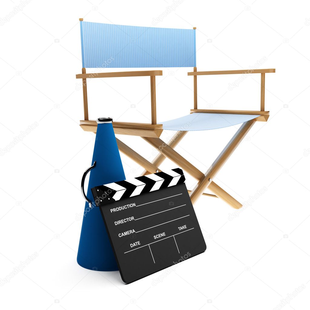Megaphone, chair and clapboard