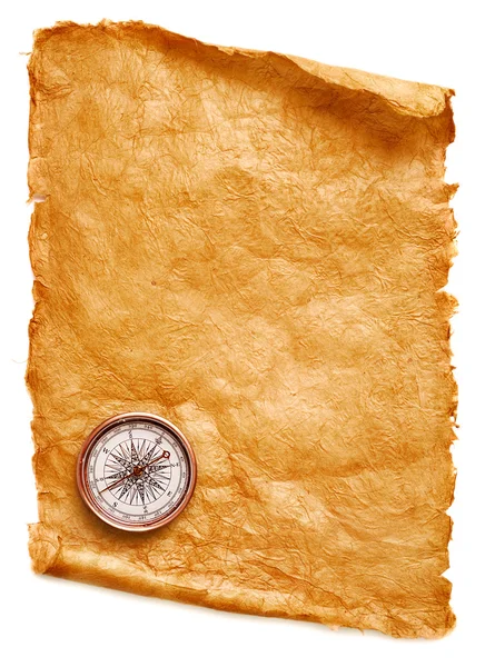 Rolagem de papel e bússola — Fotografia de Stock