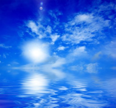 Beautiful summer sky with water reflecti clipart