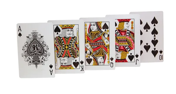 Hrací karty izolované - Royal Flush — Stock fotografie