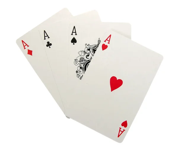 Playing cards isolated - Four of a Kind — Stock Photo, Image