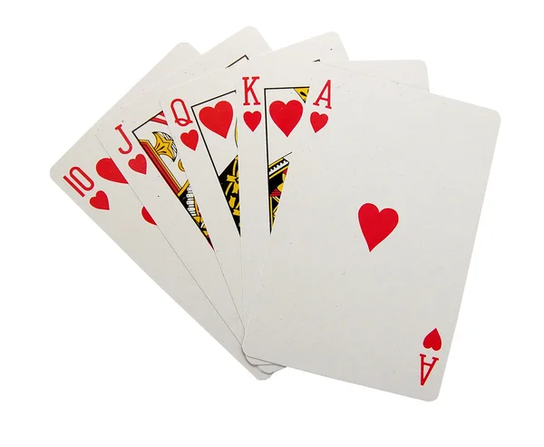 Jugando a las cartas aisladas - Royal Flush —  Fotos de Stock