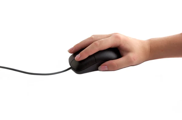 Mão usando um mouse — Fotografia de Stock