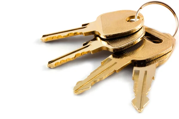 En massa nycklar isolerade mot en ren — Stockfoto