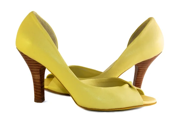 白で隔離される黄色の靴 — ストック写真