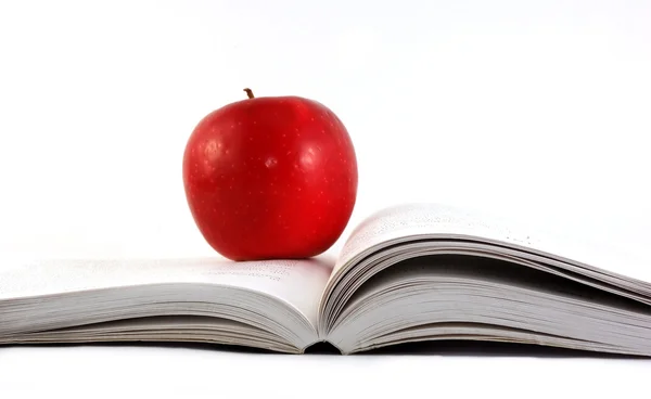 白い背景にブーに赤いリンゴ — ストック写真