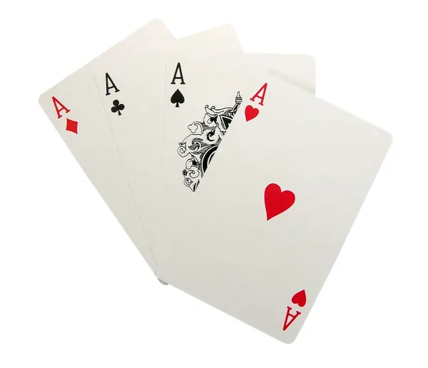 Speelkaarten geïsoleerd - vier van een soort Stockafbeelding