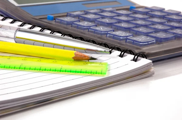 Notebook,ballpen and calculator — Stock Photo, Image