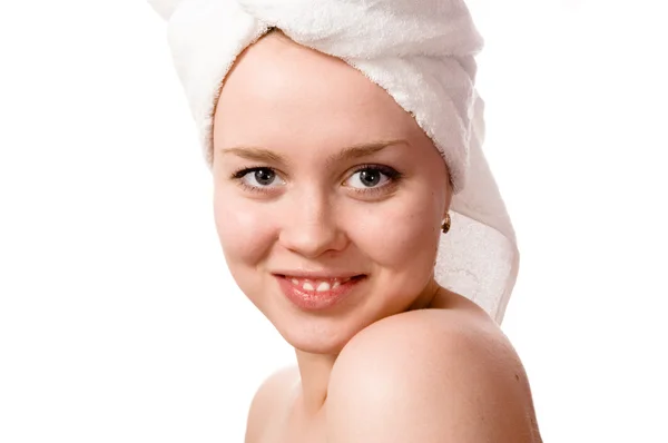 Kvinna med en handduk — Stockfoto