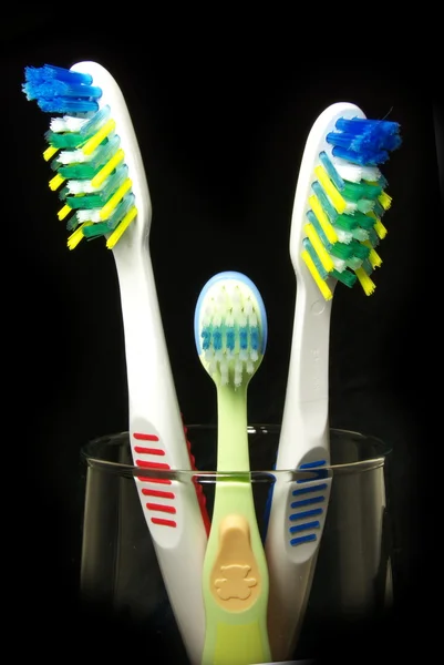 Tutti i spazzolini da denti di famiglia . — Foto Stock