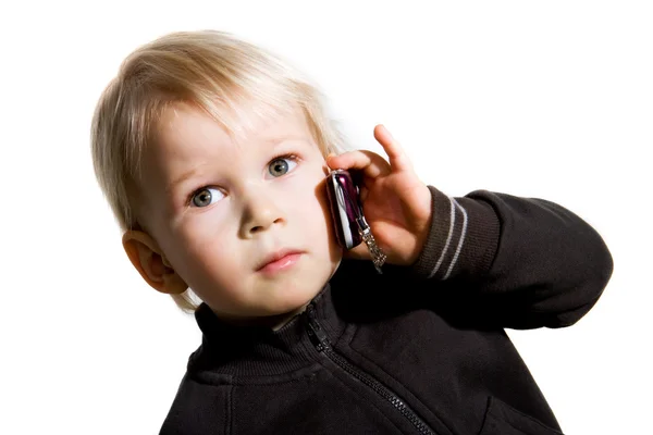 Kid on phone — Stockfoto