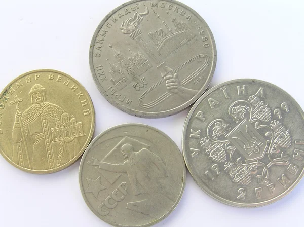 Russische en Oekraïense munten — Stockfoto
