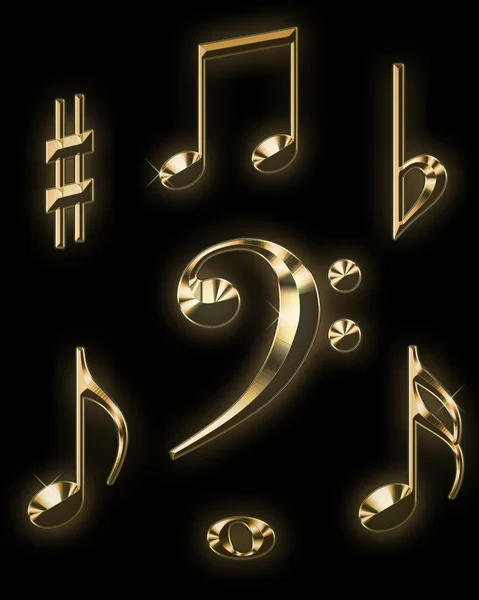 Signos de música dorada — Foto de Stock